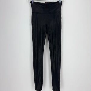 Spanx Faux Leather Leggings Women Small Black Skinny High Rise Shaping 2437